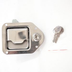 Fermeture inox à plat pour coffre livrée avec 2 clefs