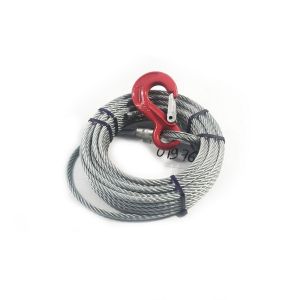 CABLE ACIER AVEC CROCHET POUR TREUIL- LEVAGE 900 KG - LONG 12,5 M - Ø 7 mm