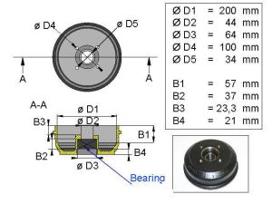 BPW-HAHN-PEITZ moyeu de 200 nu type 200x50 - 4x100 - S2005-5 roulement 34*64*37