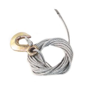 CABLE ACIER AVEC CROCHET POUR TREUIL- TRACTION 500 KG - LONG 4 M - Ø 4 mm