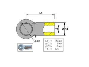 CUVETTE POUR EMBOUT A ROTULE, METAL ; L=22; M5