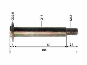 Alko axe d'articulation pour levier de frein à main M12 80X16 Longueur 108 mm