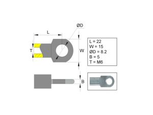 OEIL POUR RAG  M6 5*22 M6 8.2