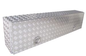 Coffre aluminium rectangulaire ouverture devant avec tablette réglable 1700x240x400