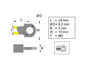 BOUCLE DE FIXATION POUR RESSORT A GAZ; L=18; M5