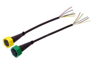 ASPOCK KIT CONNECTEUR RAPIDE JAUNE & VERT  ROND 5 BROCHES CABLE 200 MM