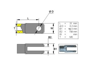 Tête de chape M8 - L 31 mm