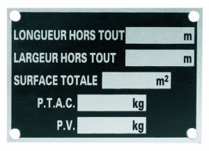 Plaque de tare aluminium 100x70 Chiffres à frapper - A riveter