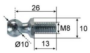 ROTULE POUR ARTICULATION RABIALE M8 - D.10  L.13/26