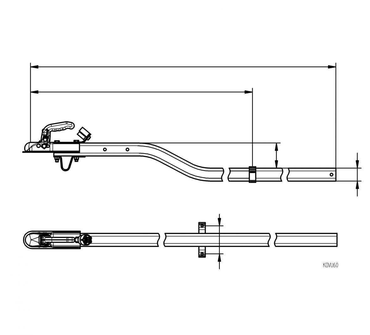 Timon coudé KDVU 750kg 60×60 L:2500 Knott 205930.002