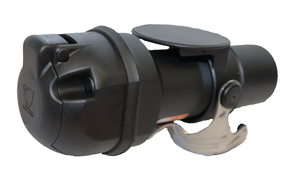Adaptateur / réducteur de tension 24V > 12V – connecte une prise 13P/24V (similaire à ISO 12098) du côté du véhicule avec une fiche 7P/12V (ISO 1724) du côté de la remorque Erich Jaeger 311306