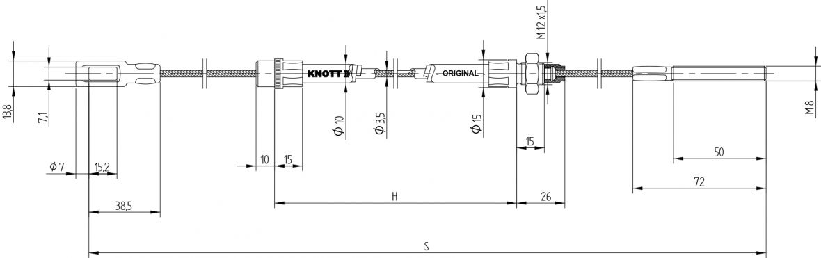 Câble de frein 1400/1700 Knott 35006.28
