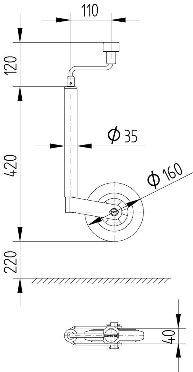 Roue jockey TK35 galvanisé Knott 400255.001