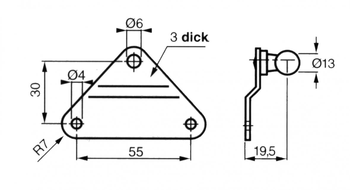 Befestigungsplatte avec Winkelgelenk zingué Knott 402907.001