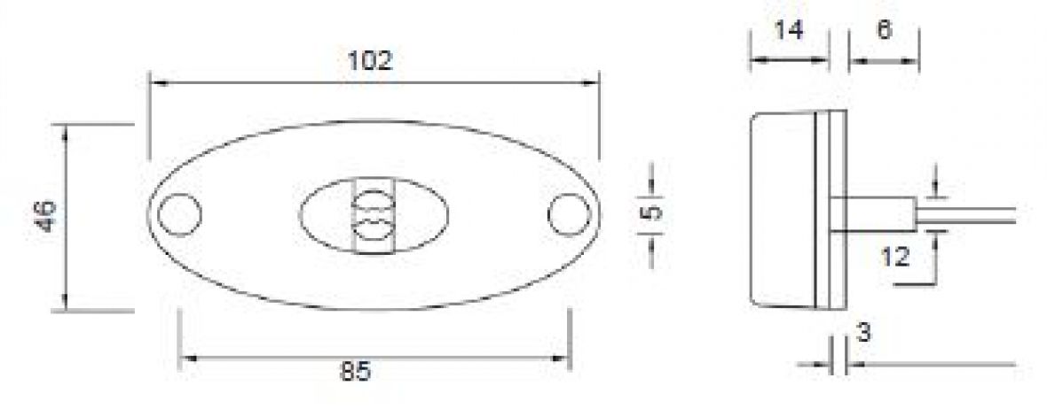 Feu de position blanc sans support 1,0m 12-24V Knott 417286.001