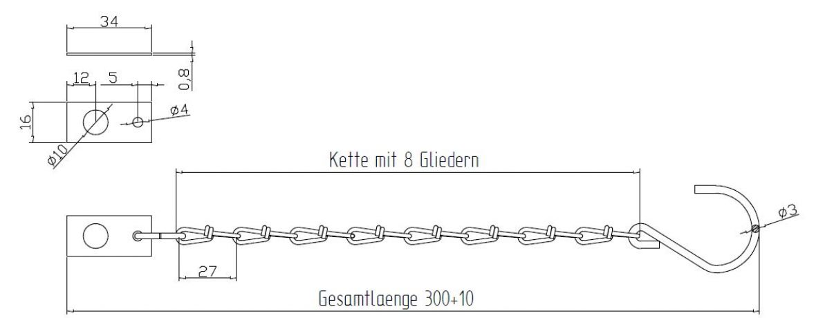 Chaînette de sécurité avec platine 300 mm Knott 405841.001