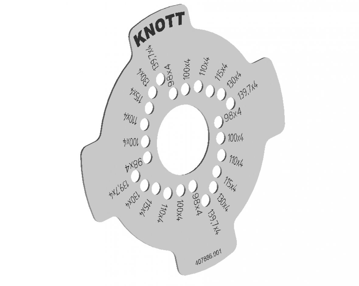Gabarit entraxe 4 trous Knott 407886.001