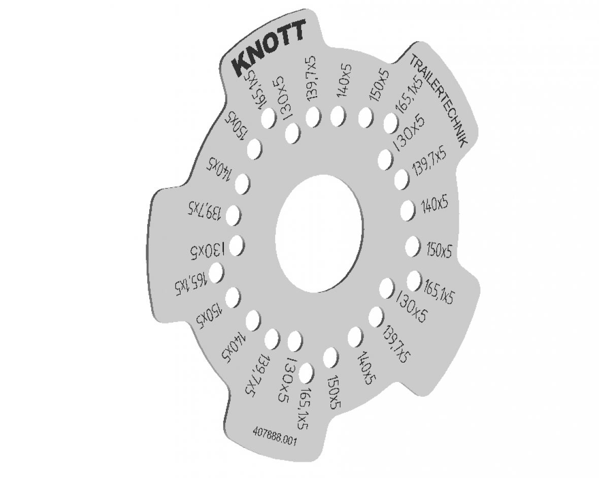 Gabarit entraxe 5 trous Knott 407888.001