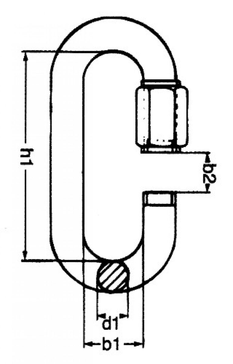 Kettennotglied zingué — d1: 6 mm; b1: 14 mm; b2: 7,5 mm; h1: 45 mm; Sichere Belastung kg: 200 Knott 408870.001