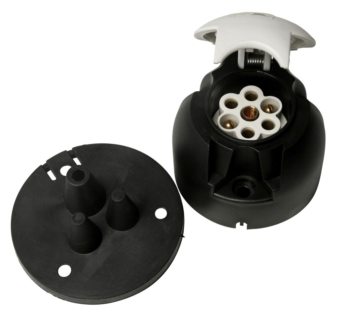 Prise 7 pôles plastique 7 connexions à vis 3 passe-fils Knott 420706.001