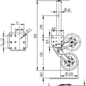 Roue jockey ATK60V capacité augmentée galvanisé Knott 421039.001
