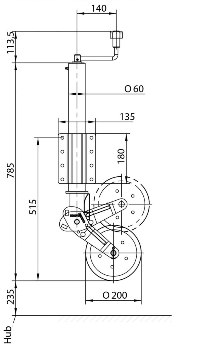 Roue jockey ATK60 console K galvanisé Knott 422821.001