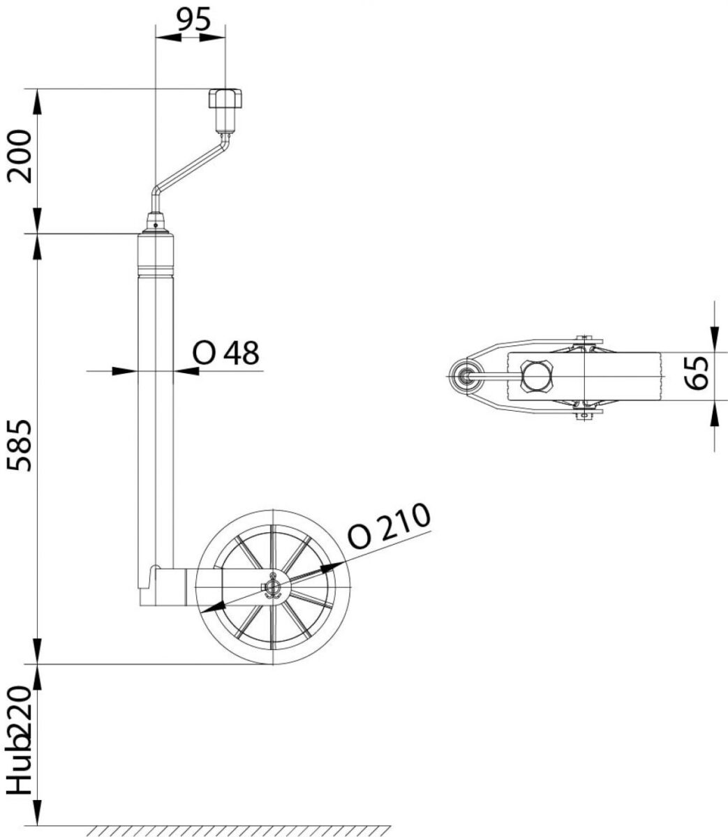 Roue jockey TK48 avec peson électronique Knott 424098.001