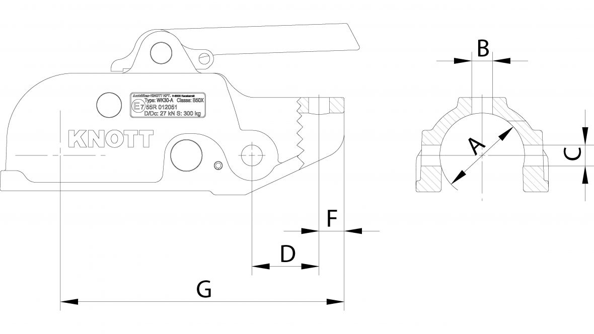 Tête d’attelage WK30-A 3000 kg Knott 6E0415.002