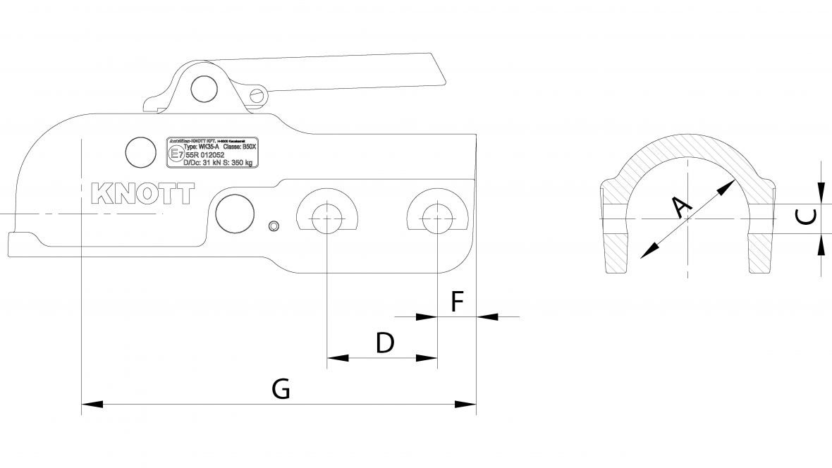 Tête d’attelage WK35-A 3500 kg Knott 6E0492.001