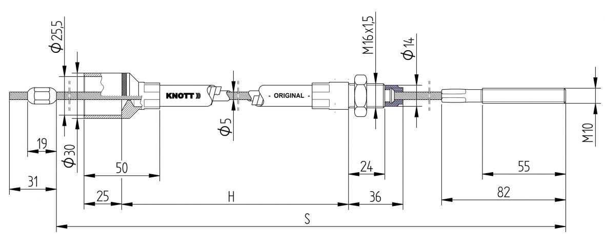Câble de frein 1450 mm Knott 980145.02