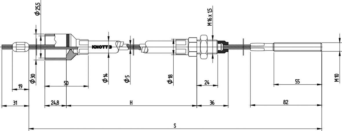 Câble de frein 2150 mm Knott 980145.07