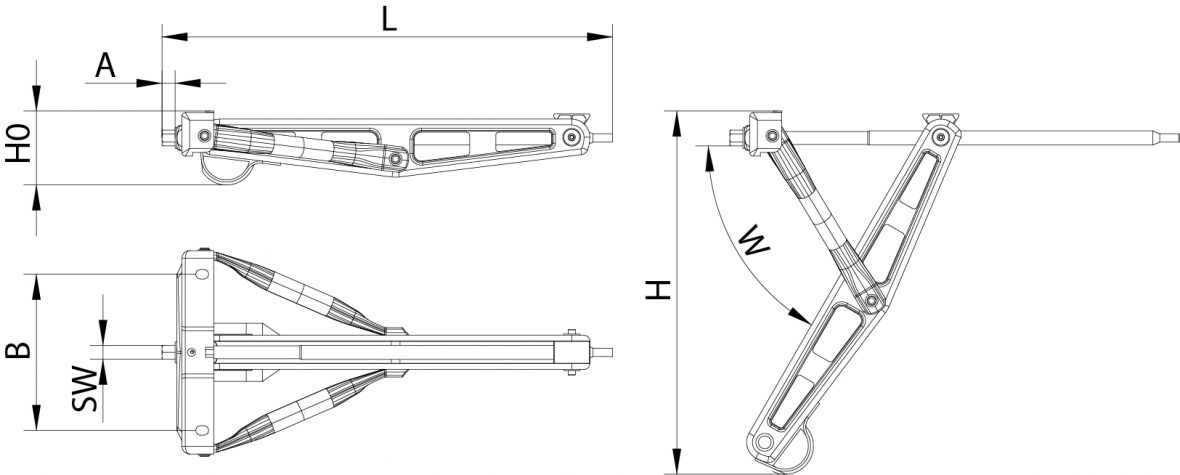 Béquille à manivelle 500mm avec glissière Knott 9885149201