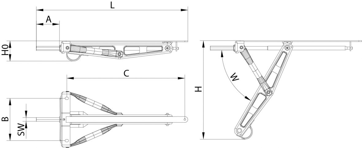 Béquille à manivelle 500mm avec glissière Knott 9885149202