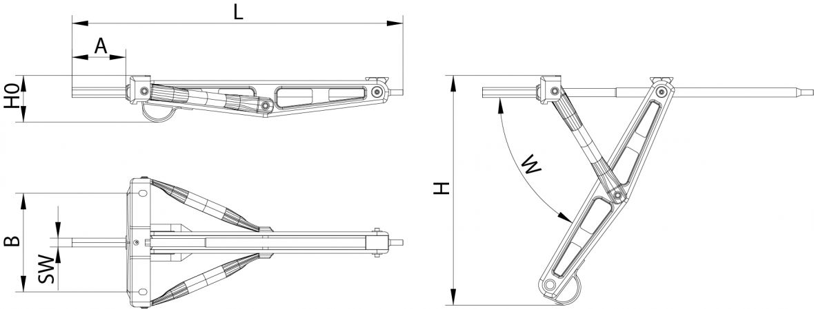 Béquille à manivelle 500mm sans glissière Knott 9885149203