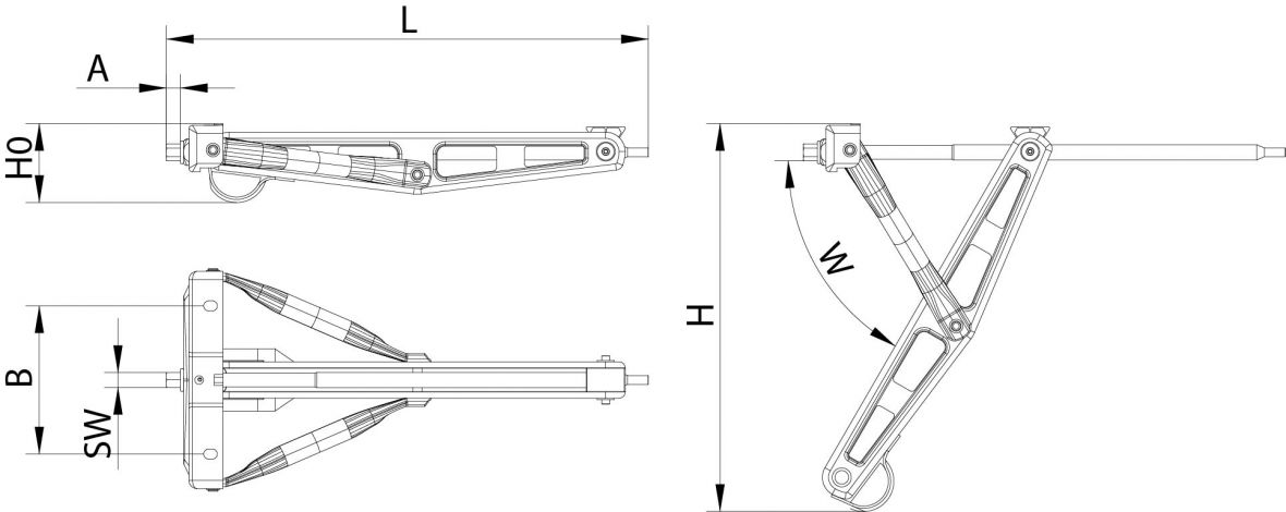Béquille à manivelle 500mm sans glissière Knott 9885149206