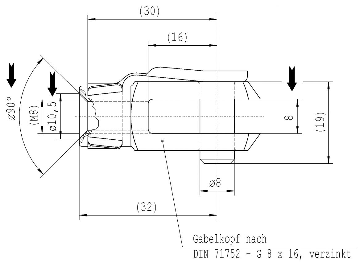 Gabelkopf M8x16 Knott D71752.007