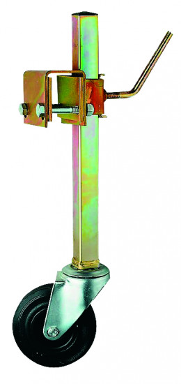 Roue jockey relevable pour timon droit — (40 à 50mm) roulette Ø125mm. Complète avec pièces d’adaptation Erdé RJ 125