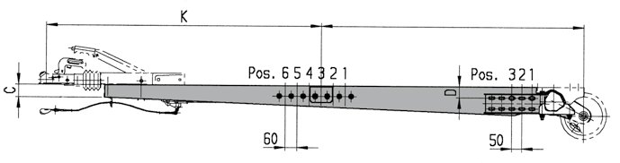 Commande de freinage 60S/2 — longueur 1030–1425 mm AL-KO 249079