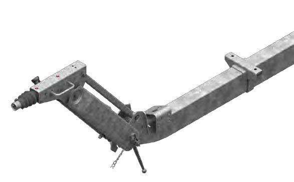 Commande de freinage complète avec timon monté — porte-à-faux 1250 mm, longueur totale 2556 mm, pour frein de roue 2361 AL-KO 20053801