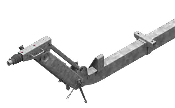 Commande de freinage complète avec timon monté (sans pièce d’accrochage) — porte-à-faux 1410 mm, longueur totale 2837 mm, pour frein de roue 2361 AL-KO 20054001