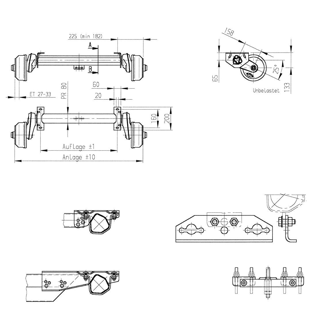 Essieu freiné — accessoire pour tandem, arrêt de gaine tandem boulonnable AL-KO 247684