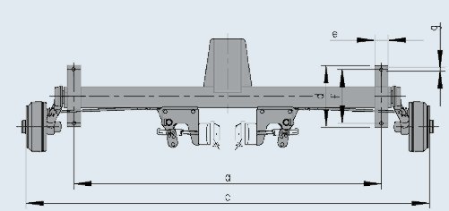 Essieu à éléments caoutchouc pour remorques à freinage à air — solo, charge à l’essieu 1800 kg, voie 110 mm, EAB 1600 mm, perçage 112×5, déport 30 mm AL-KO 1220822