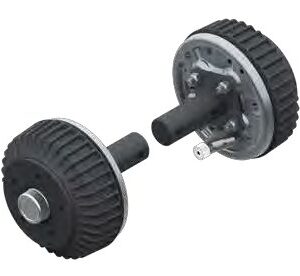 Frein de roue 2051AB PLUS paire 1500 kg avec fusée à visser — perçage 112×5, filetage M12 x 1,5, déport 27-33 mm, A 238 mm, B 103 mm AL-KO 1225472