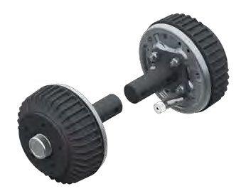 Frein de roue 2051AB PLUS paire 1500 kg avec fusée à visser — perçage 112×5, filetage M12 x 1,5, déport 27-33 mm, A 238 mm, B 103 mm AL-KO 1225472
