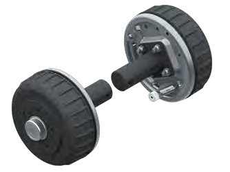 Frein de roue 2361AB PLUS paire 1 800 kg avec fusée — perçage 112×5, filetage M12 x 1,5, déport 27-33 mm, A 255 mm, B 114 mm AL-KO 1225474