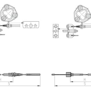 Câble de frein à montage rapide — montage rapide 1636G, 1637, sans visserie, voie 1910 – 2110 mm, gaine 1000 mm, câble 1260 mm, essieu solo AL-KO 241109
