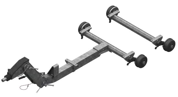 Essieu freiné 3500 kg — châssis T, réglable en hauteur, freiné AL-KO 1730763