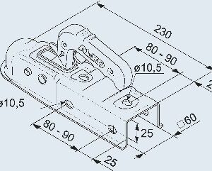 Tête d&rsquo;attelage AK 7 PLUS – 60 Carré version E — version E couple de serrage 46 Nm AL-KO 1224343