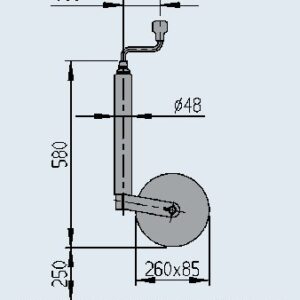 Roue jockey PLUS — charge statique 200 kg, roue 260×85 gonflable AL-KO 1222438