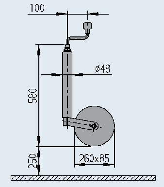 Roue jockey PLUS — charge statique 200 kg, roue 260×85 gonflable AL-KO 1222438